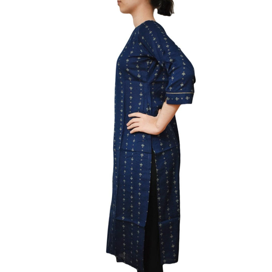 Tunica lunga din bumbac - Navy Blue Indigo - Cod: Navy1 - Tunica lunga Kurta