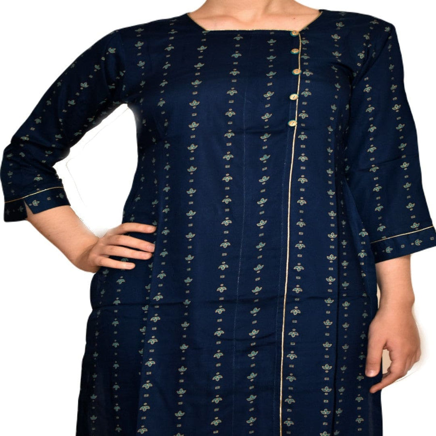 Tunica lunga din bumbac - Navy Blue Indigo - Cod: Navy1 - Tunica lunga Kurta