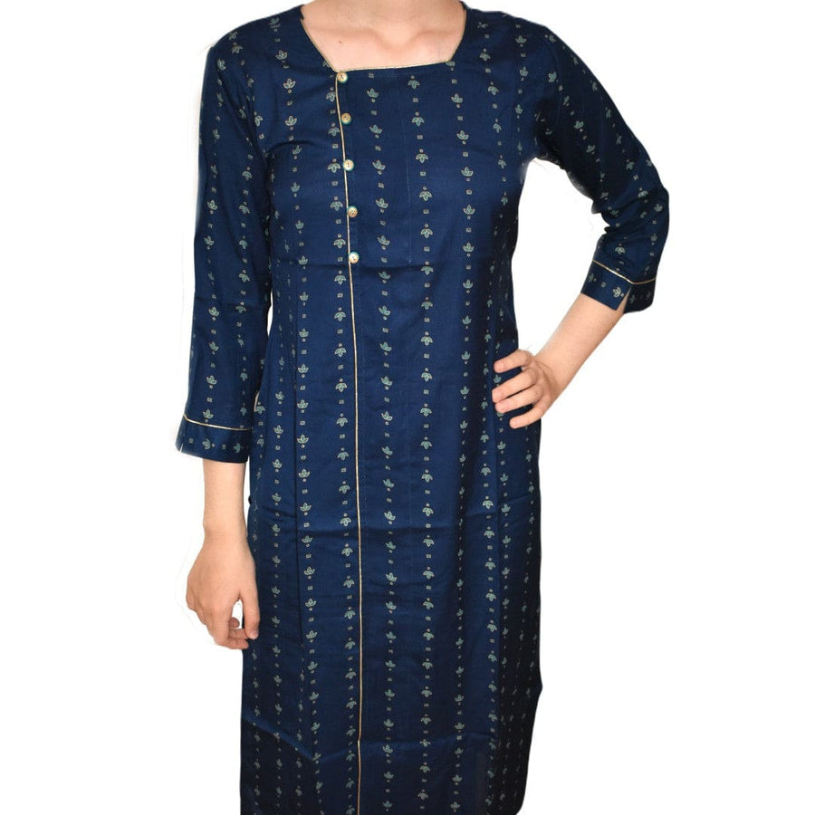 Tunica lunga din bumbac - Navy Blue Indigo - Cod: Navy1 - M - Tunica lunga Kurta