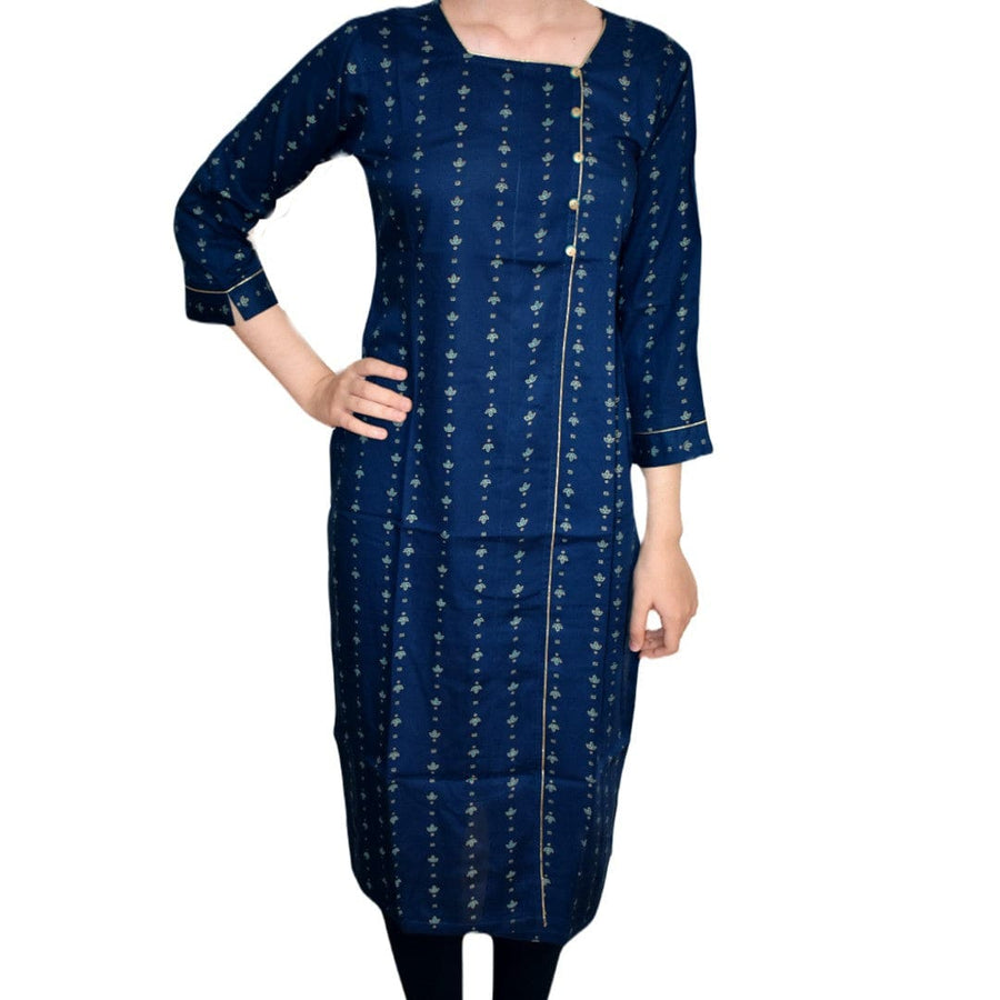 Tunica lunga din bumbac - Navy Blue Indigo - Cod: Navy1 - S - Tunica lunga Kurta