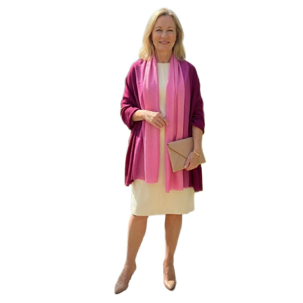 Esarfa Sal Lana Casmir si Matase Naturala - Ombre 2 nuante -> Cod: CASMIRSILK7