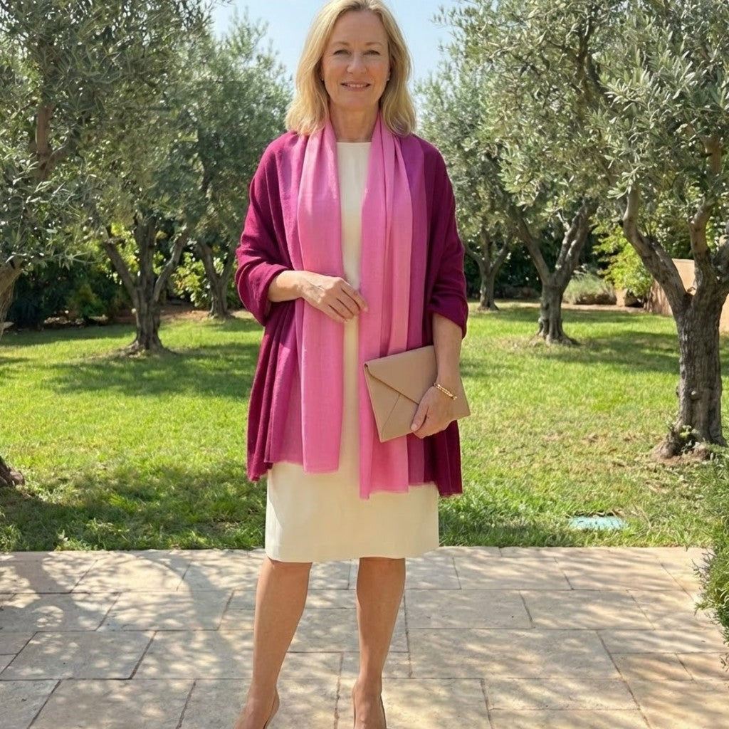 Esarfa Sal Lana Casmir si Matase Naturala - Ombre 2 nuante -> Cod: CASMIRSILK7