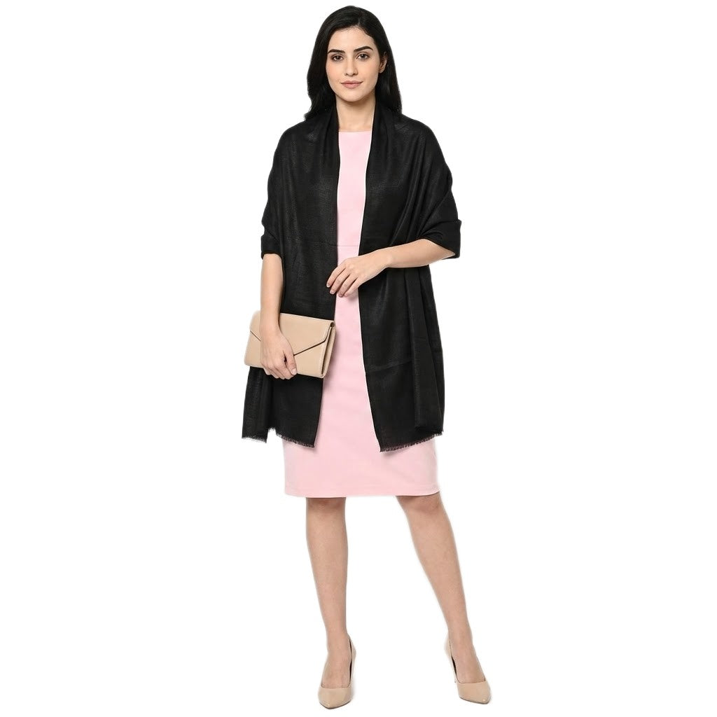 Esarfa-Sal din Matase Naturala Eri Muga Silk-> Negru -> Cod: ERIMUGASILK1