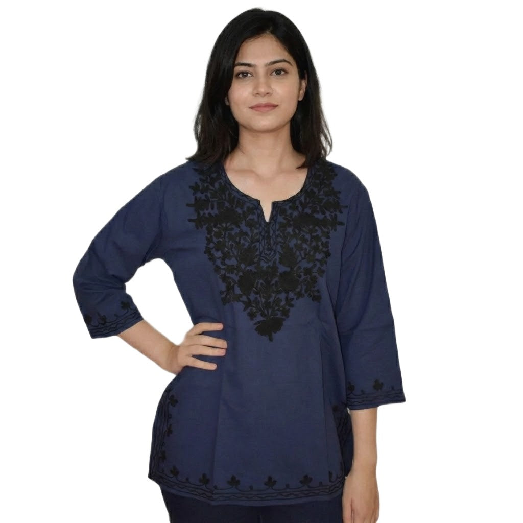 Bluza/Tunica din bumbac cu Broderie Kashmiri -> Cod: KASHMIRI040