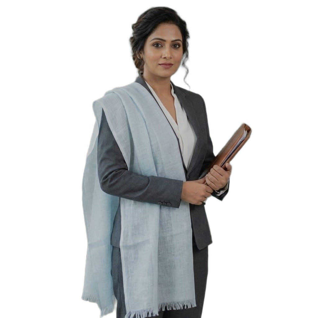 Esarfa-Sal tesuta manual din 100% IN (Linen 100%) -Bleu Pastel -> Cod: Linen19