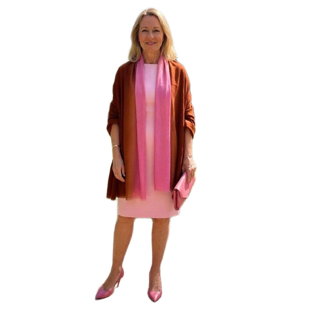 Esarfa Sal Lana Casmir si Matase Naturala - Ombre 2 nuante -> Cod: CASMIRSILK5