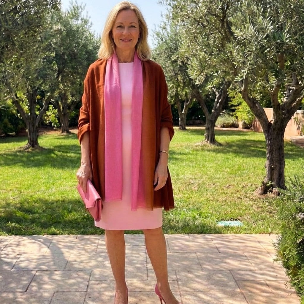 Esarfa Sal Lana Casmir si Matase Naturala - Ombre 2 nuante -> Cod: CASMIRSILK5