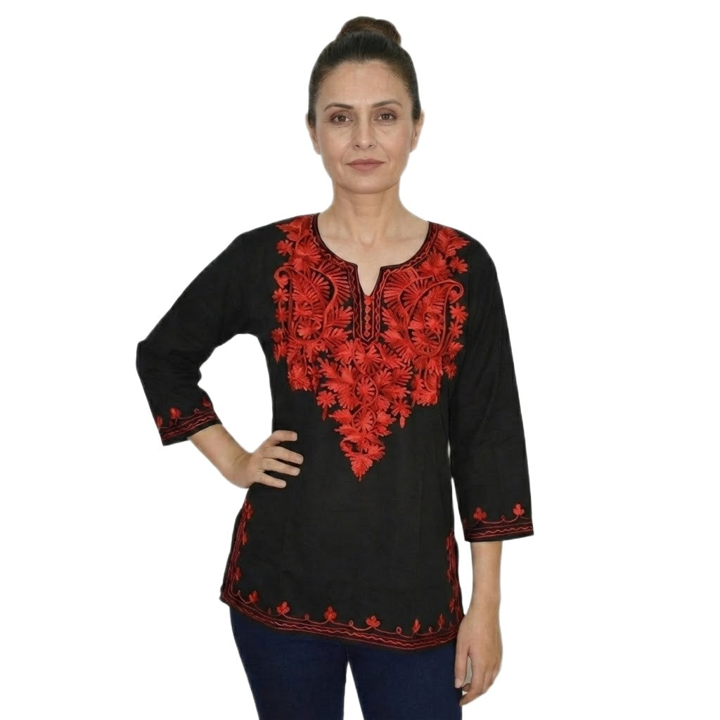 Bluza/Tunica din bumbac cu Broderie Kashmiri  -> Cod: KASHMIRI1