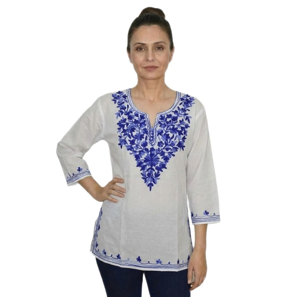 Bluza/Tunica din bumbac cu Broderie Kashmiri -> Cod: KASHMIRI016
