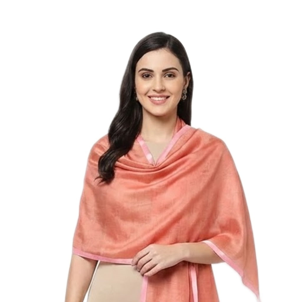 Esarfa-Sal tesuta manual din Matase Naturala ERI SILK (Peace Silk) - Rusty Tangerine (Cod: ERI9)