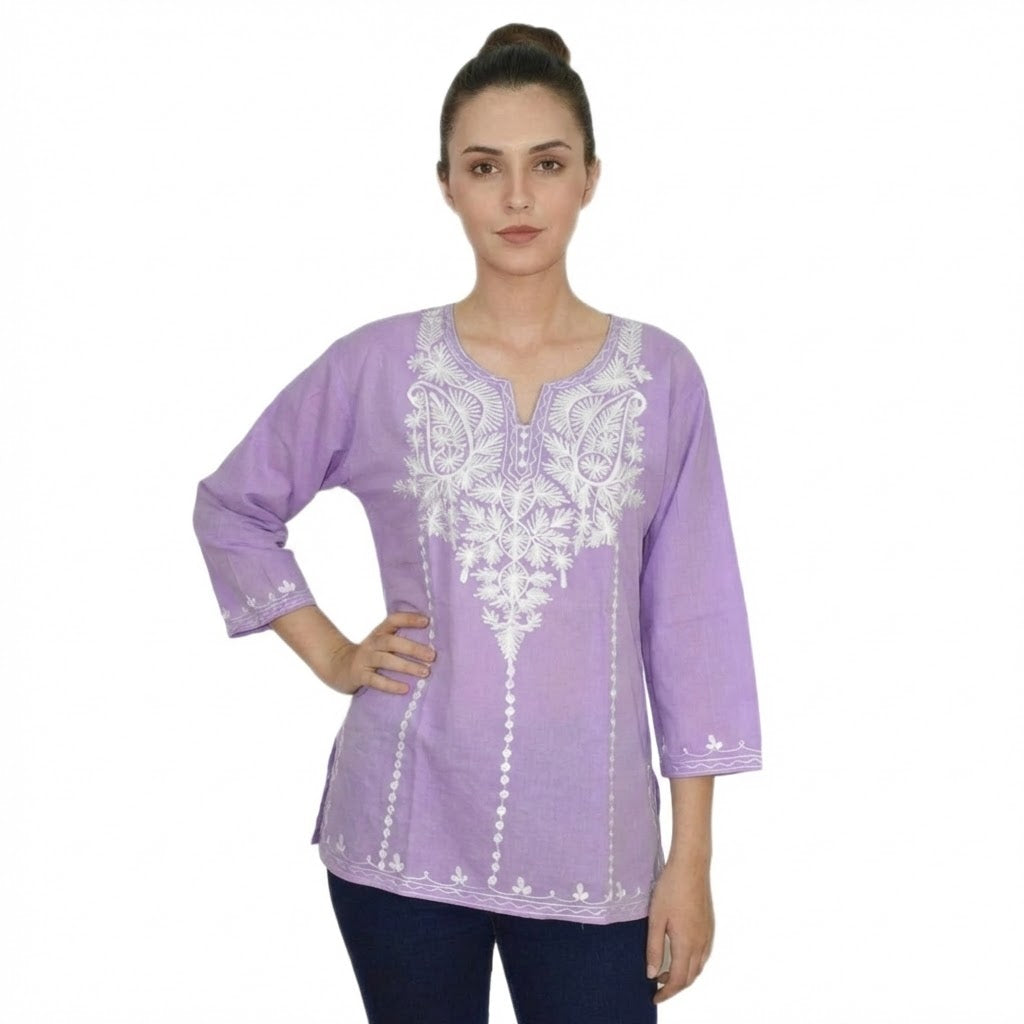 Bluza/Tunica din bumbac cu Broderie Kashmiri -> Cod: KASHMIRI022