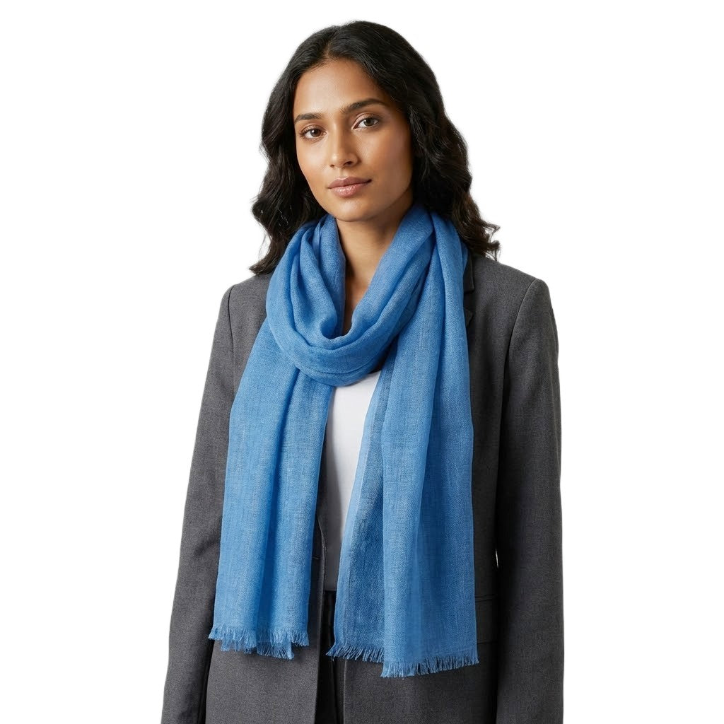 Esarfa-Sal tesuta manual din 100% IN (Linen 100%) -Sky Blue -> Cod: Linen18