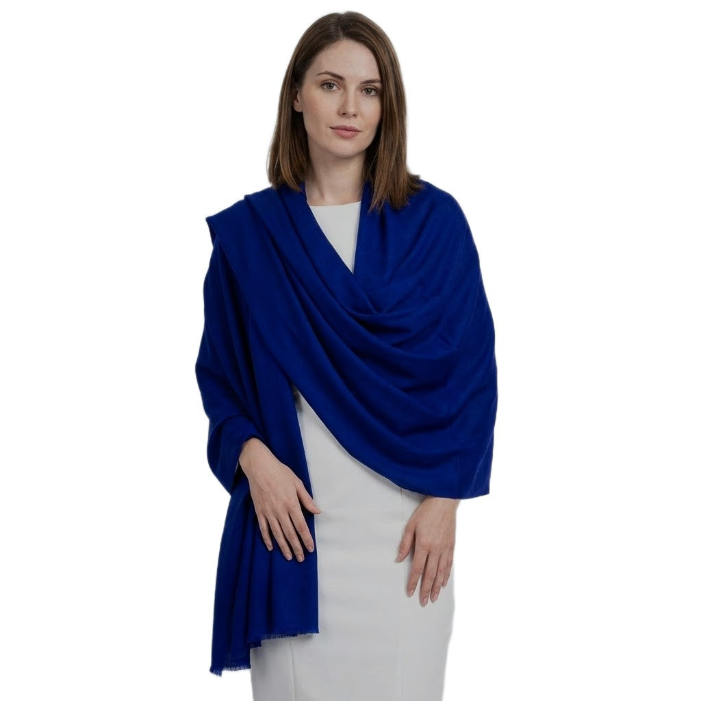 Esarfa Sal Premium din Lana Casmir si Matase Naturala – Albastru Regal, Twill Wave-> Cod: CASHMERE1