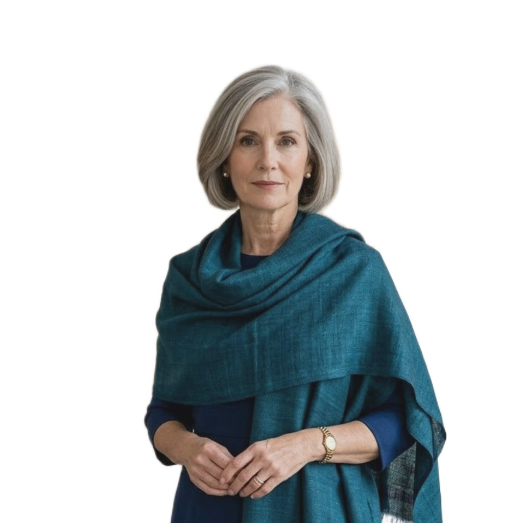 Sal Unisex confectionat din 100% Lana ( Yak & Merino ) ->Albastru Turcoaz -> Cod: YAKNEW2