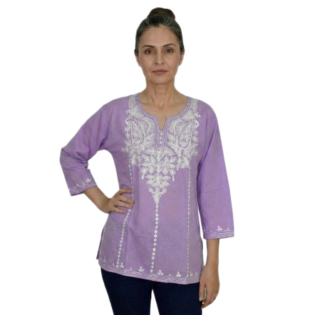 Bluza/Tunica din bumbac cu Broderie Kashmiri -> Cod: KASHMIRI022