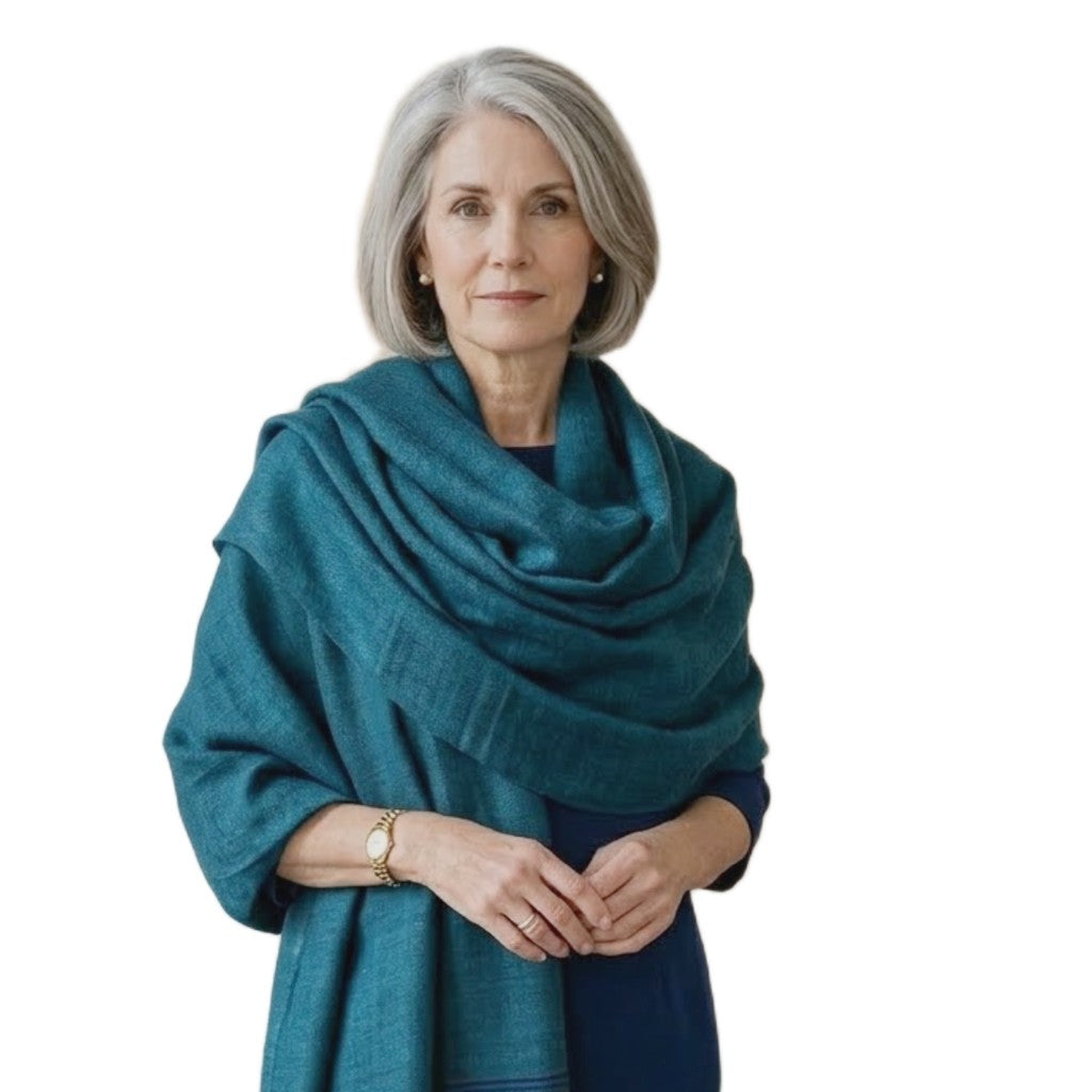 Sal Unisex confectionat din 100% Lana ( Yak & Merino ) ->Albastru Turcoaz -> Cod: YAKNEW2