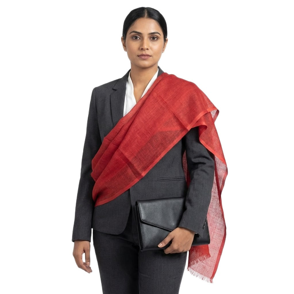 Esarfa-Sal tesuta manual din 100% IN (Linen 100%) - Rosu -> Cod: Linen17