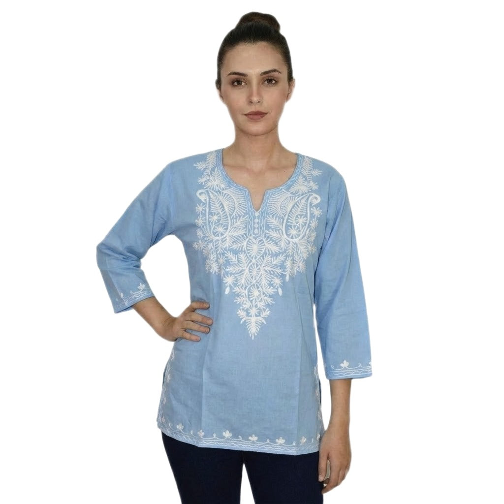 Bluza/Tunica din bumbac cu Broderie Kashmiri -> Cod: KASHMIRI05