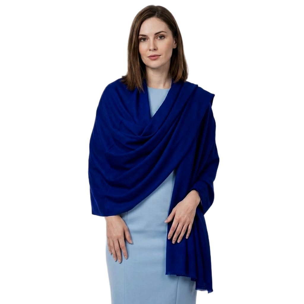 Esarfa Sal Premium din Lana Casmir si Matase Naturala – Albastru Regal, Twill Wave-> Cod: CASHMERE1