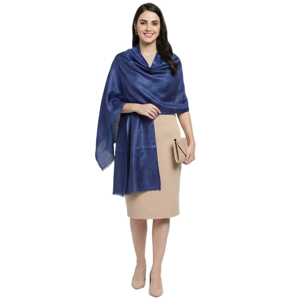 Esarfa-Sal din Matase Naturala Eri Muga Silk-> Navy Bleumarin-> Cod: ERIMUGASILK2