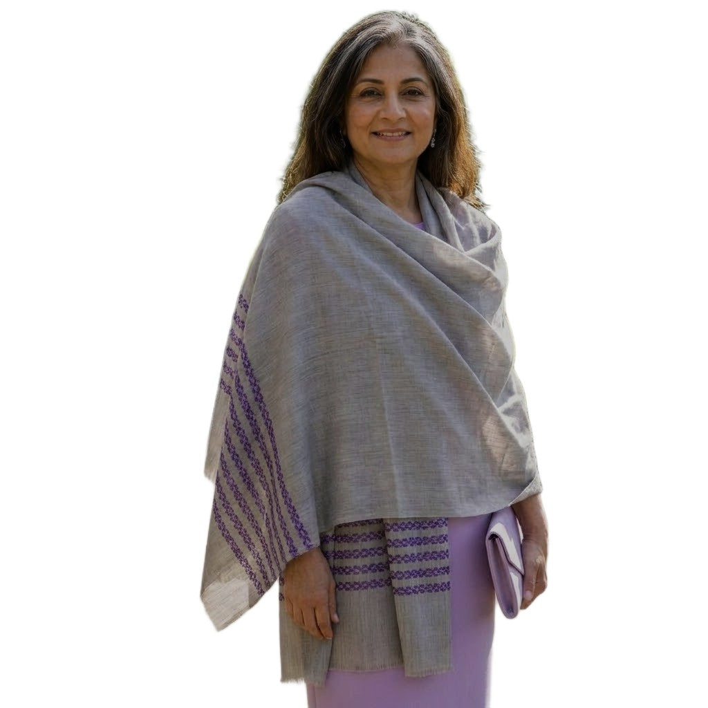 Sal din Lana Cashmere & Matase Naturala - Gri & Lavander -> Cod: CASHSILK1