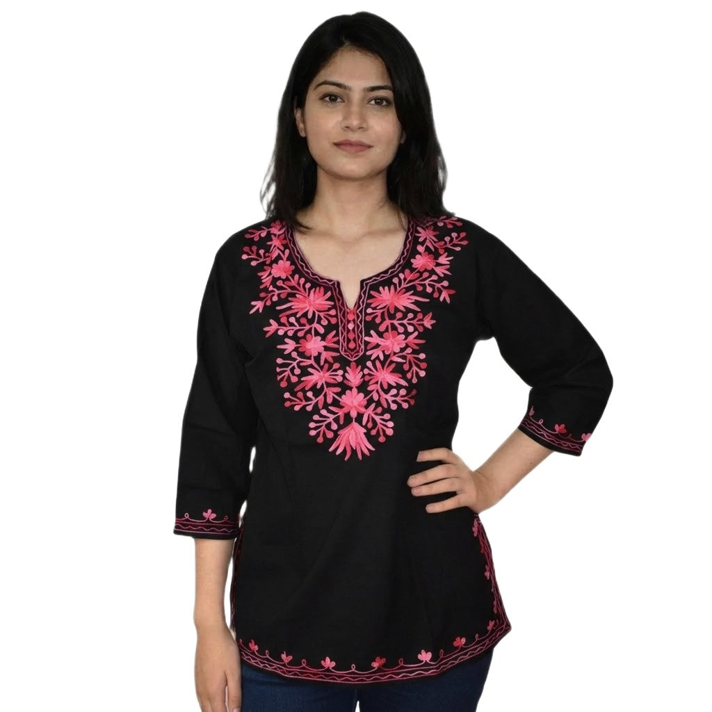Bluza/Tunica din bumbac cu Broderie Kashmiri -> Cod: KASHMIRI61