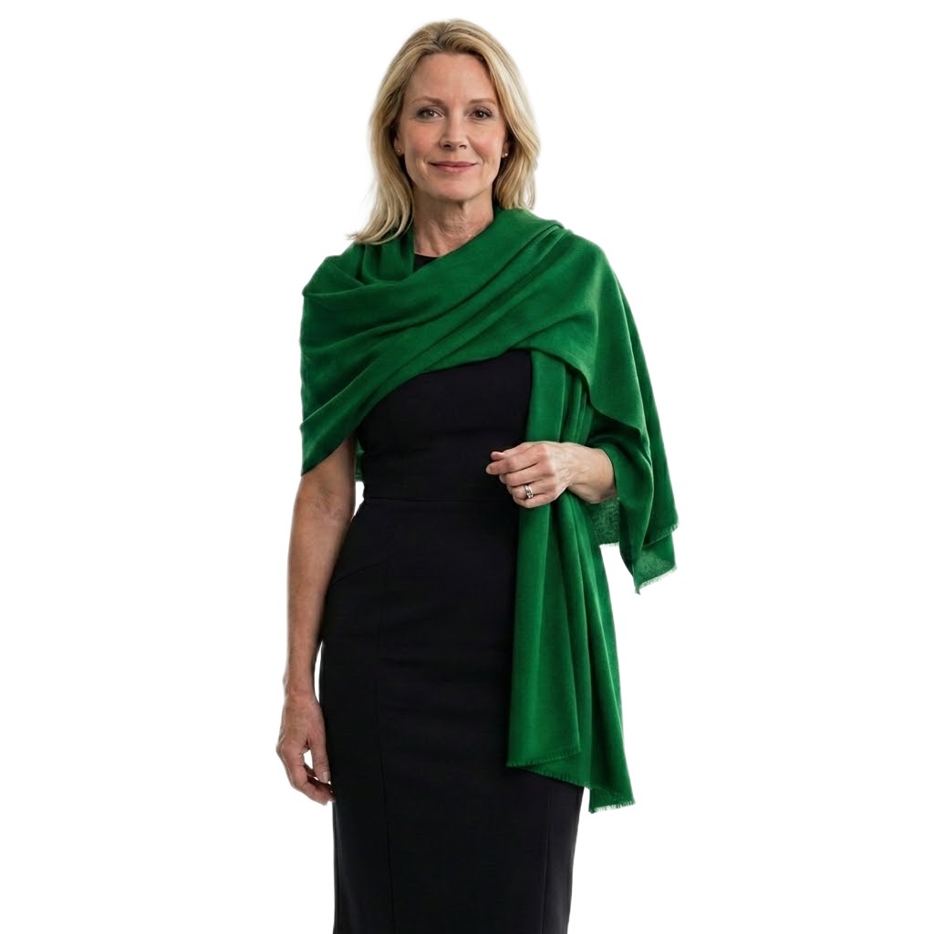 Sal Premium confectionat din Lana Cashmere si Matase Naturala - Classic Green - CASHNEW5