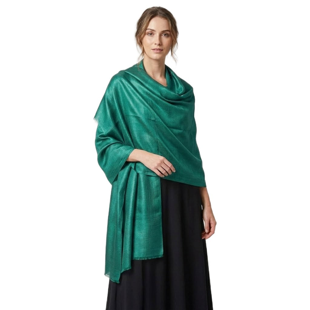 Esarfa-Sal din Matase Naturala Dupioni Raw Silk - Verde -> Cod: DupionPureSilk1