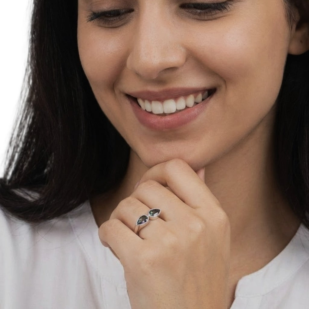 Inel din Argint cu Pietre Semipretioase Naturale de Magic Topaz  - Code: PureSilver26 (Marime: 7)