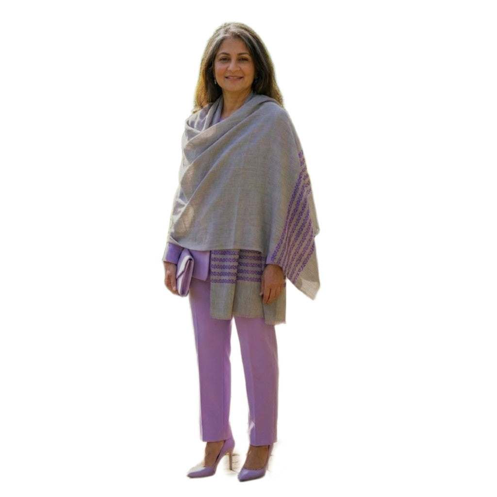 Sal din Lana Cashmere & Matase Naturala - Gri & Lavander -> Cod: CASHSILK1