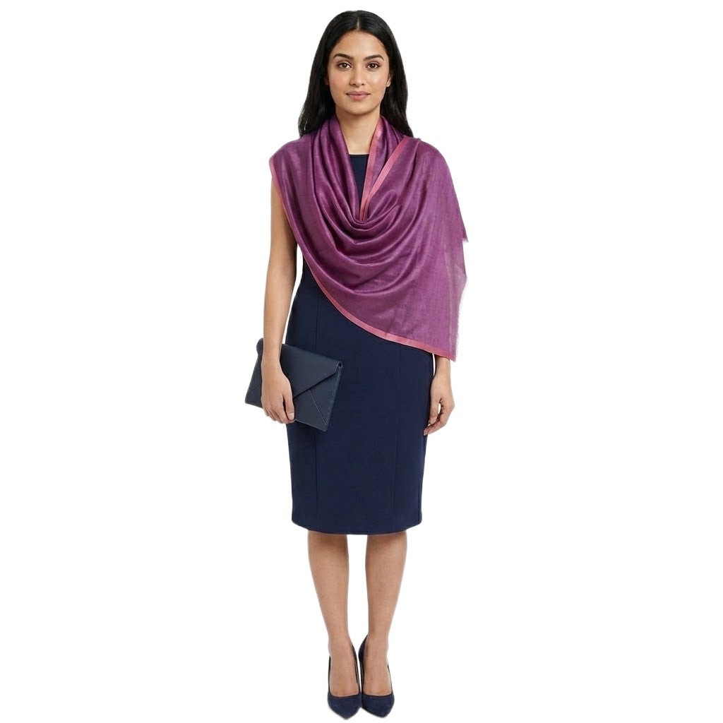 Esarfa-Sal tesuta manual din Matase Naturala ERI SILK (Peace Silk) - Wine Magenta (Cod: ERI1)