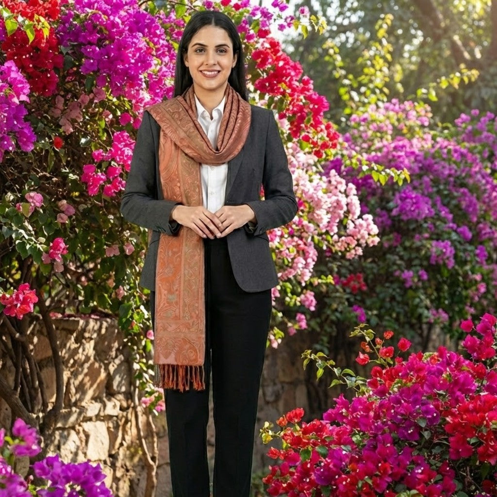 Șal Jamawar Premium din 100% Mătase Naturală – Heritage-  Cod: PureSilkJamawar13