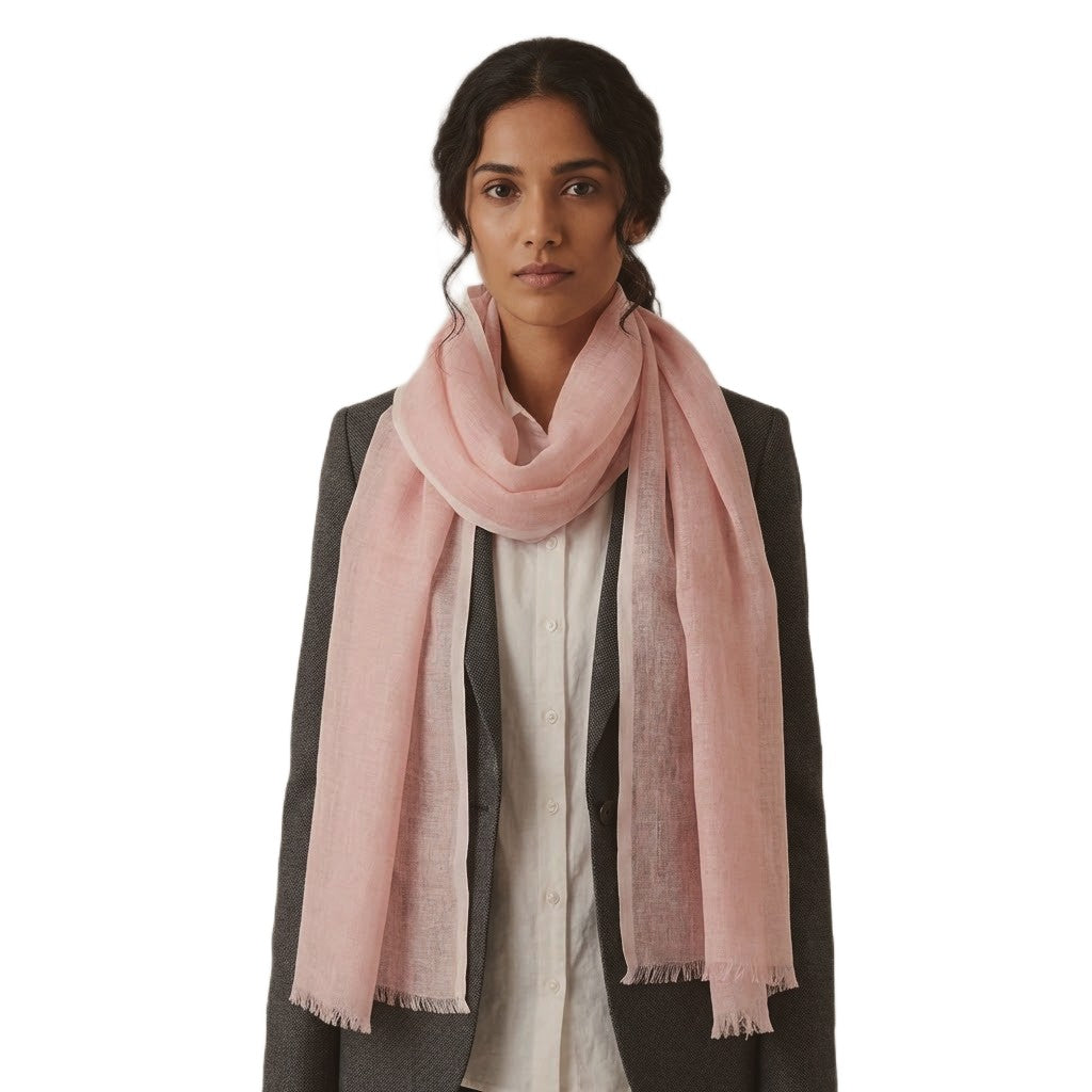 Esarfa-Sal tesuta manual din 100% IN (Linen 100%) - Fuzzy Peach Cod: Linen13