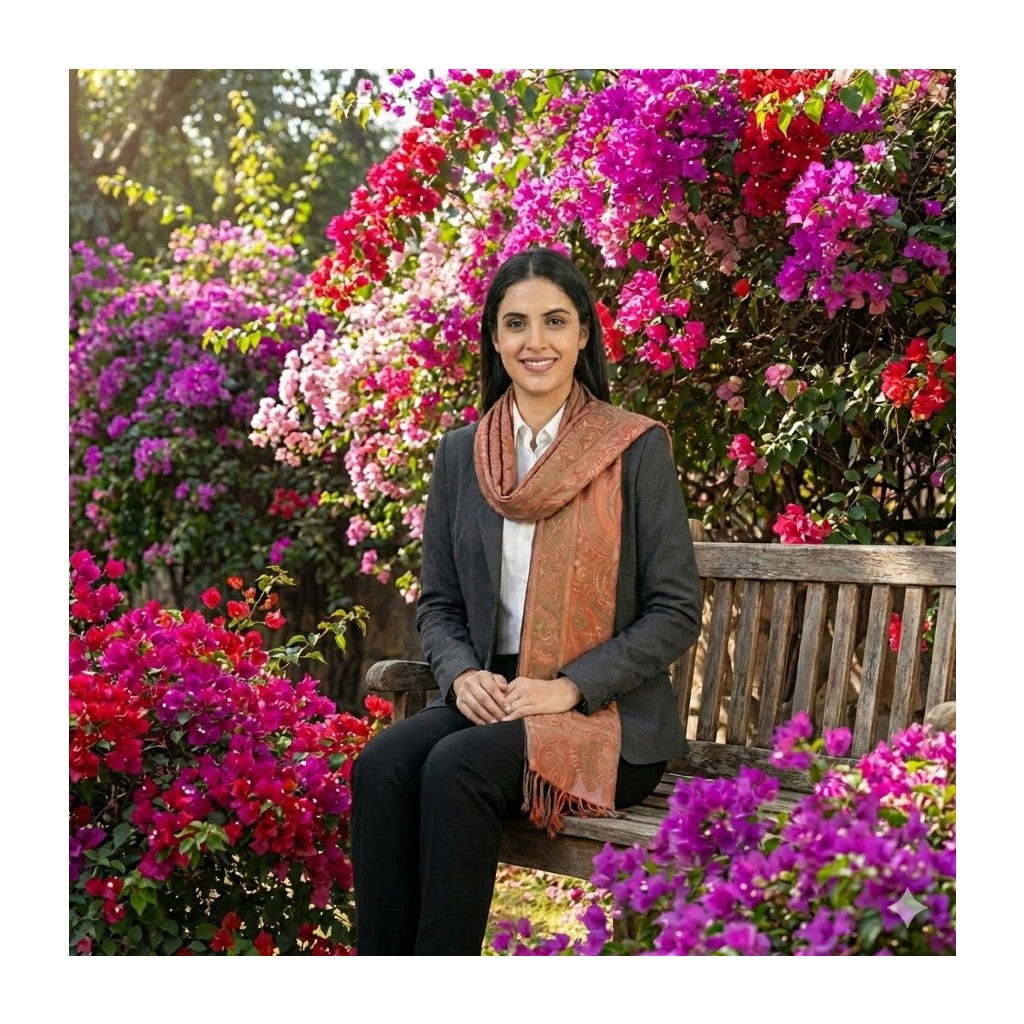 Șal Jamawar Premium din 100% Mătase Naturală – Heritage-  Cod: PureSilkJamawar13