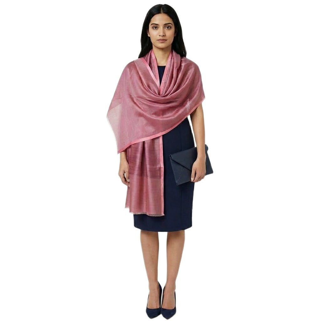 Esarfa-Sal tesuta manual din Matase Naturala ERI SILK (Peace Silk) -Rose (Cod: ERI7)