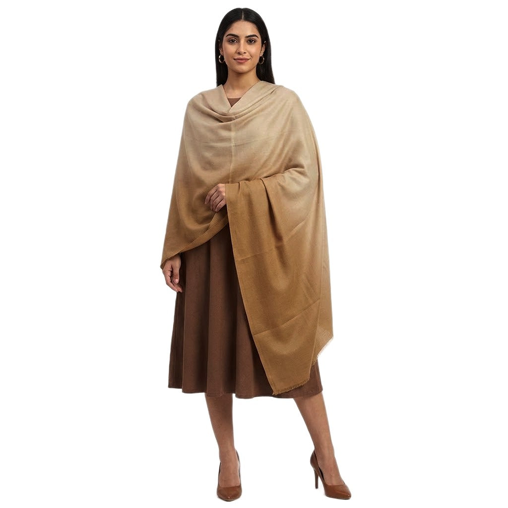 Esarfa Sal Lana Casmir si Matase Naturala - Ombre 2 nuante Bej-Nude -> Cod: CASMIRSILK13