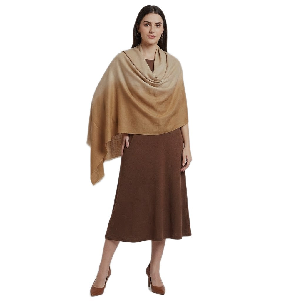 Esarfa Sal Lana Casmir si Matase Naturala - Ombre 2 nuante Bej-Nude -> Cod: CASMIRSILK13