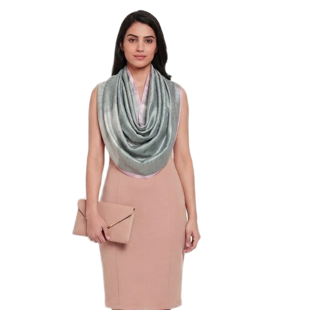 Esarfa-Sal tesuta manual din Matase Naturala ERI SILK (Peace Silk) - Blue-Verde (Cod: ERI4))