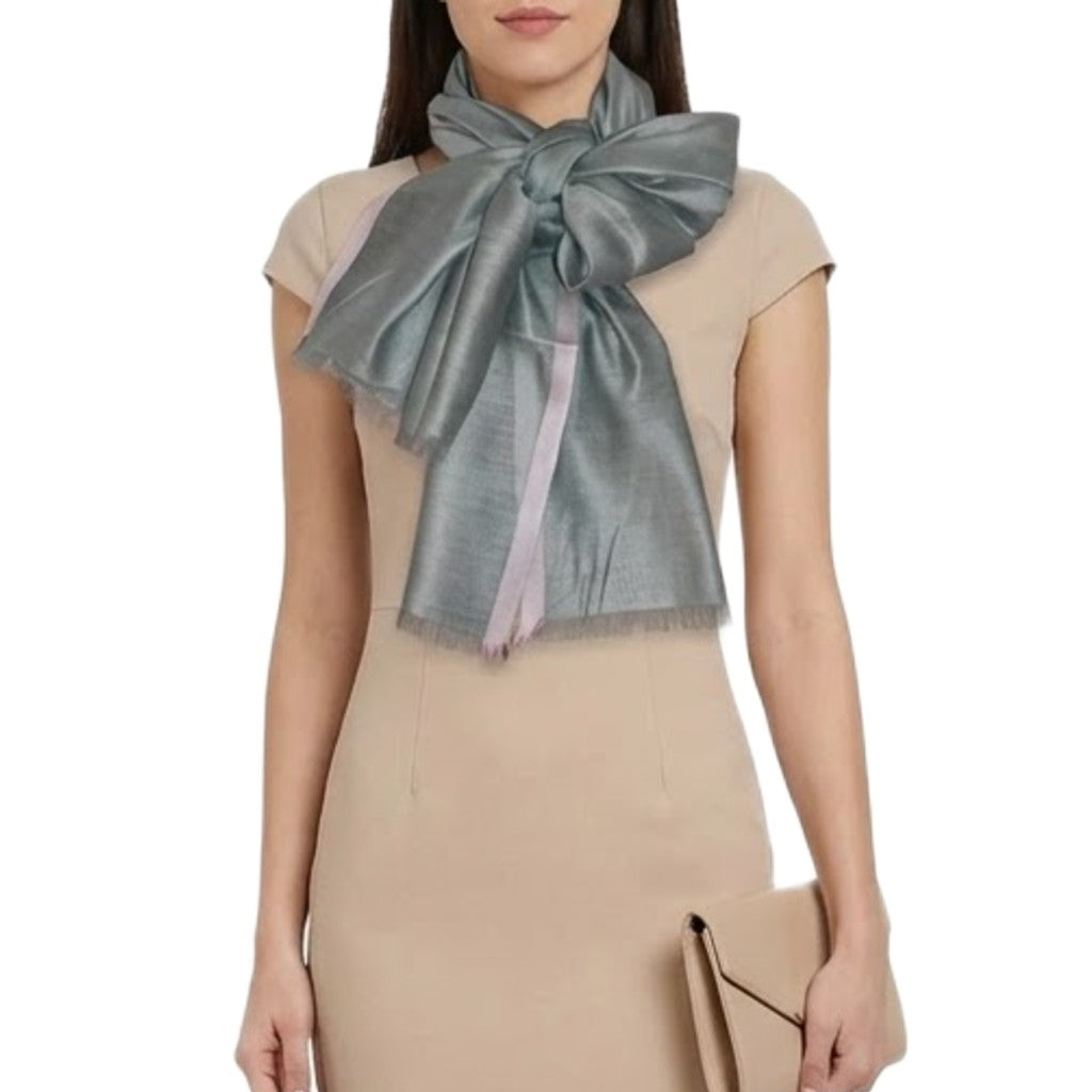 Esarfa-Sal tesuta manual din Matase Naturala ERI SILK (Peace Silk) - Blue-Verde (Cod: ERI4))