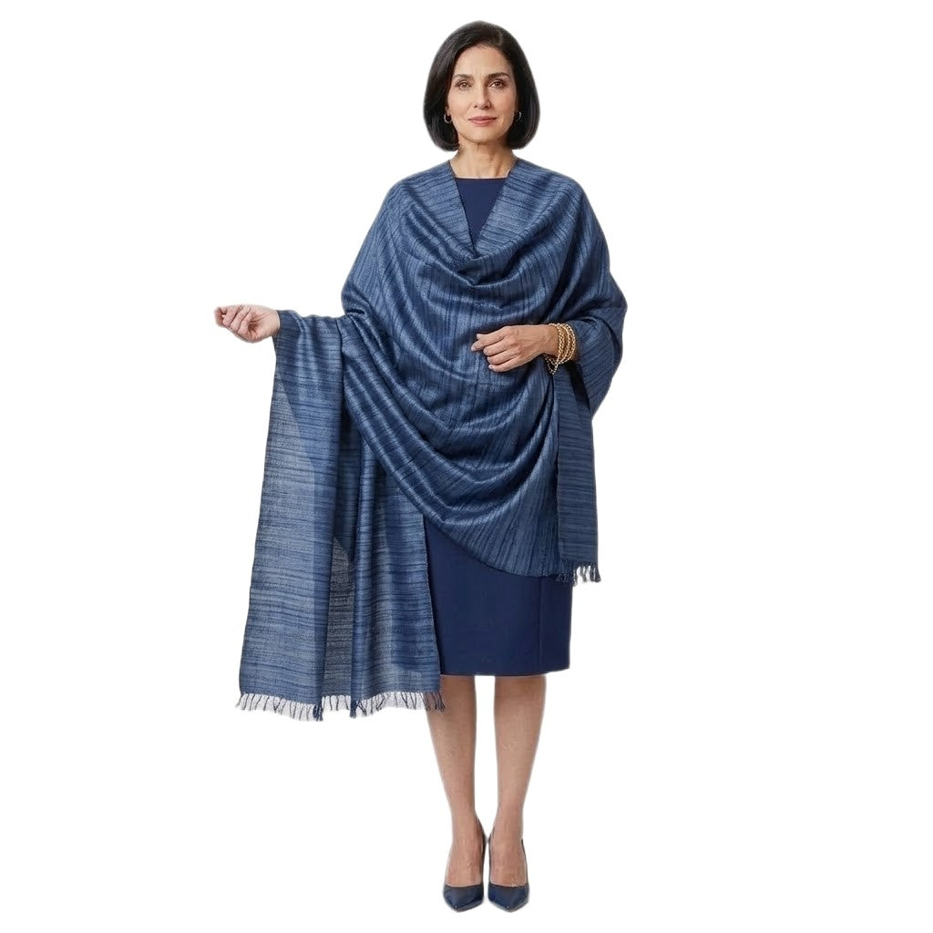Sal tesut manual din 100% Matase Naturala Organica - Ghicha Tassar/Tussar Silk -> Navy Indigo - Cod: OrganicSilk11