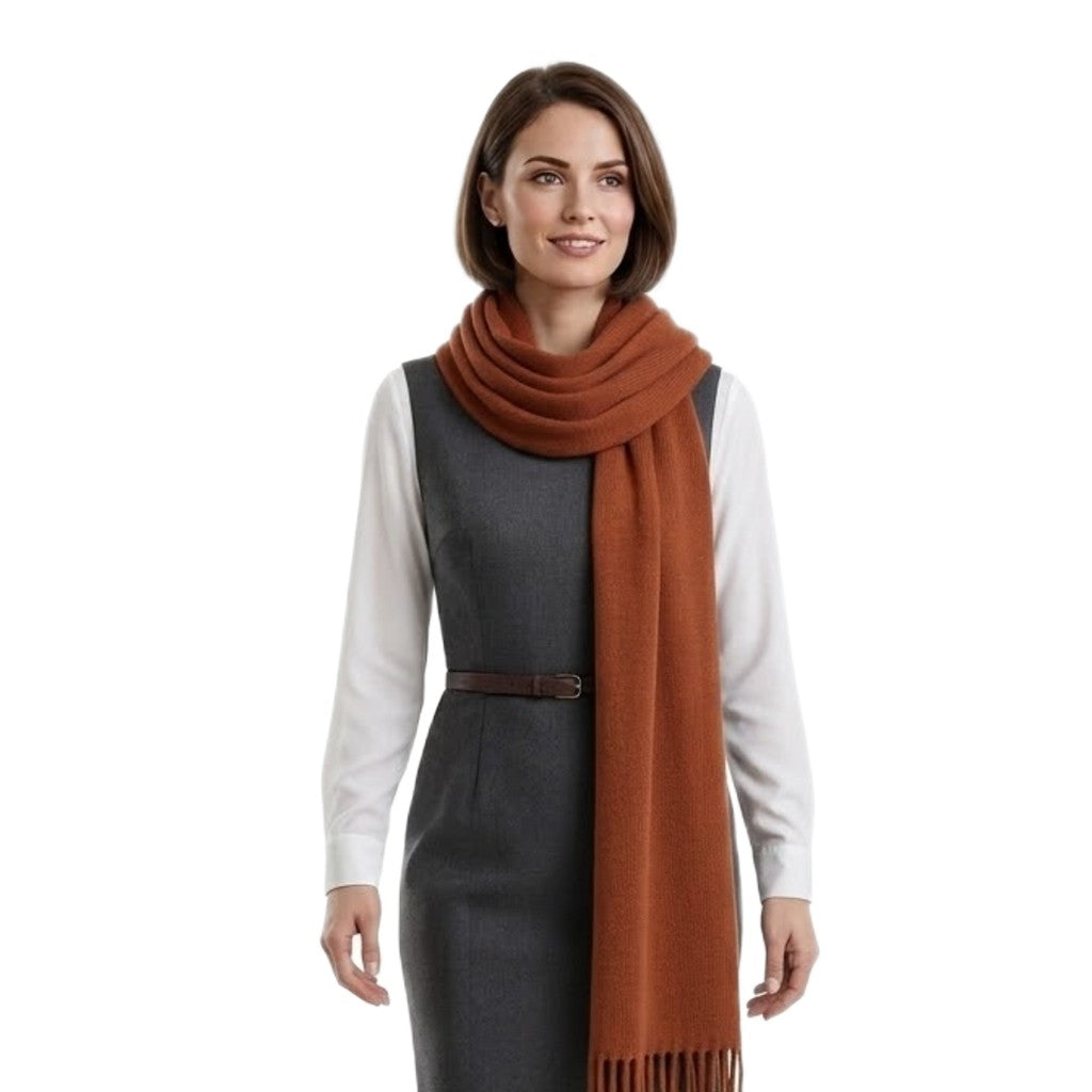 Esarfa-Fular Unisex din Lana de Yak & Merino - Maron Ciocolatiu  -> Cod: NEWYAK8