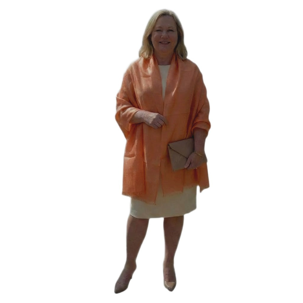 Esarfa-Sal din Matase Naturala Tussar Silk -> Heritage Shades of Orange Tangerine (Cod: Tussar8)