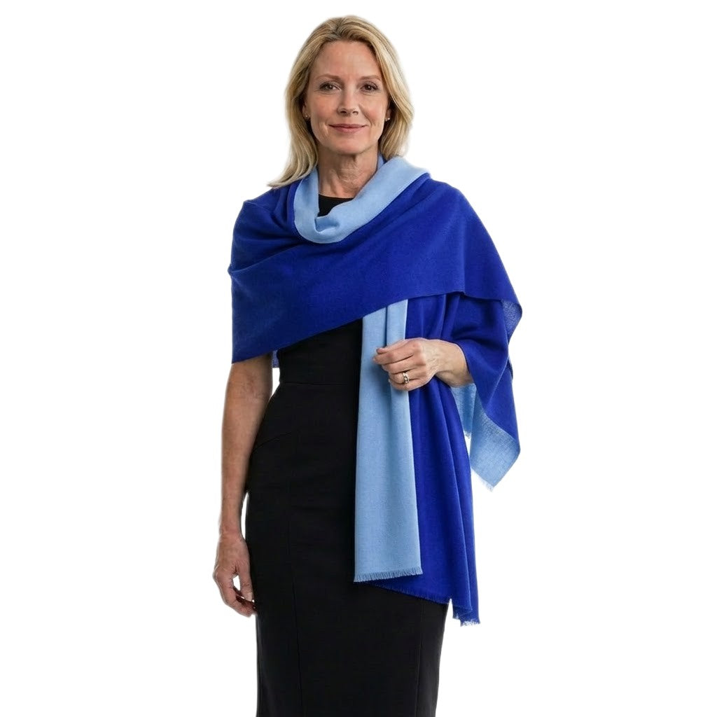 Esarfa Sal Lana Casmir si Matase Naturala - Ombre 2 nuante -> Cod: CASMIRSILK17