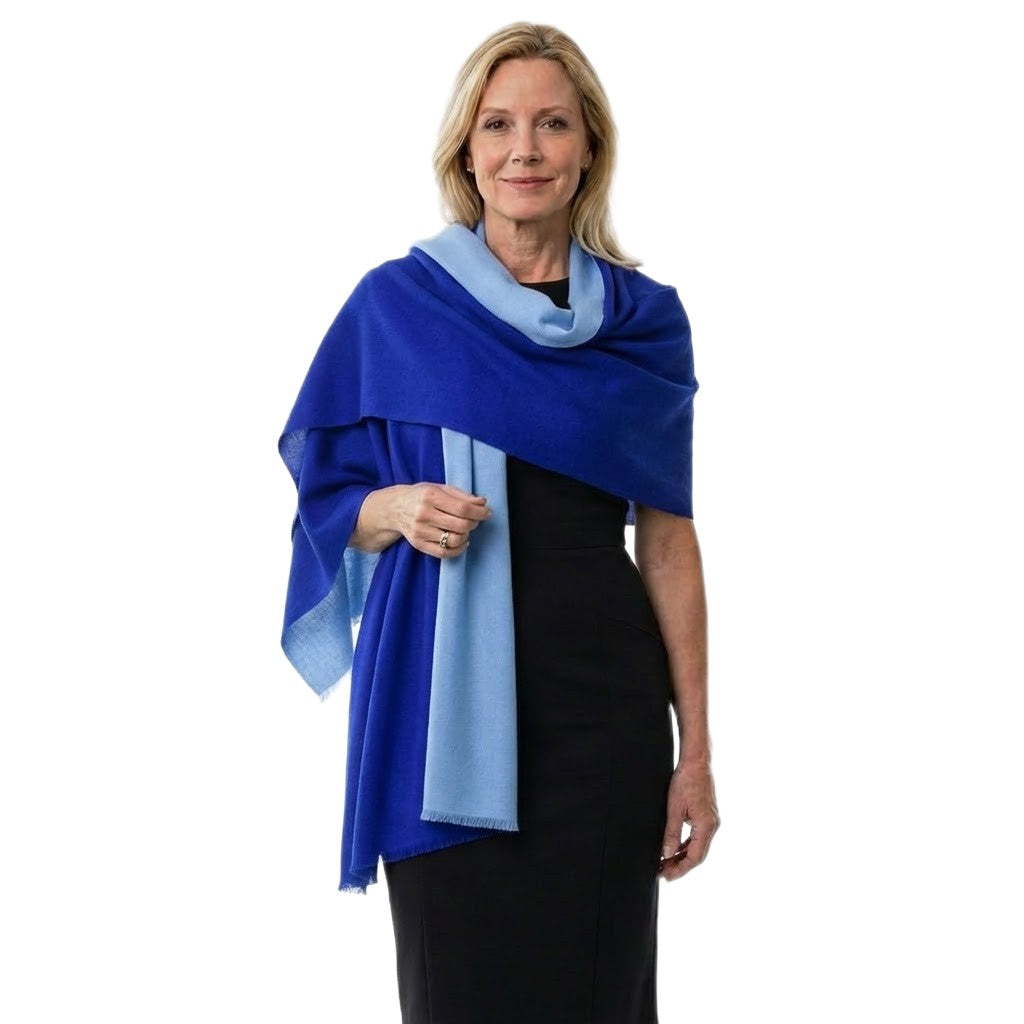 Esarfa Sal Lana Casmir si Matase Naturala - Ombre 2 nuante -> Cod: CASMIRSILK17