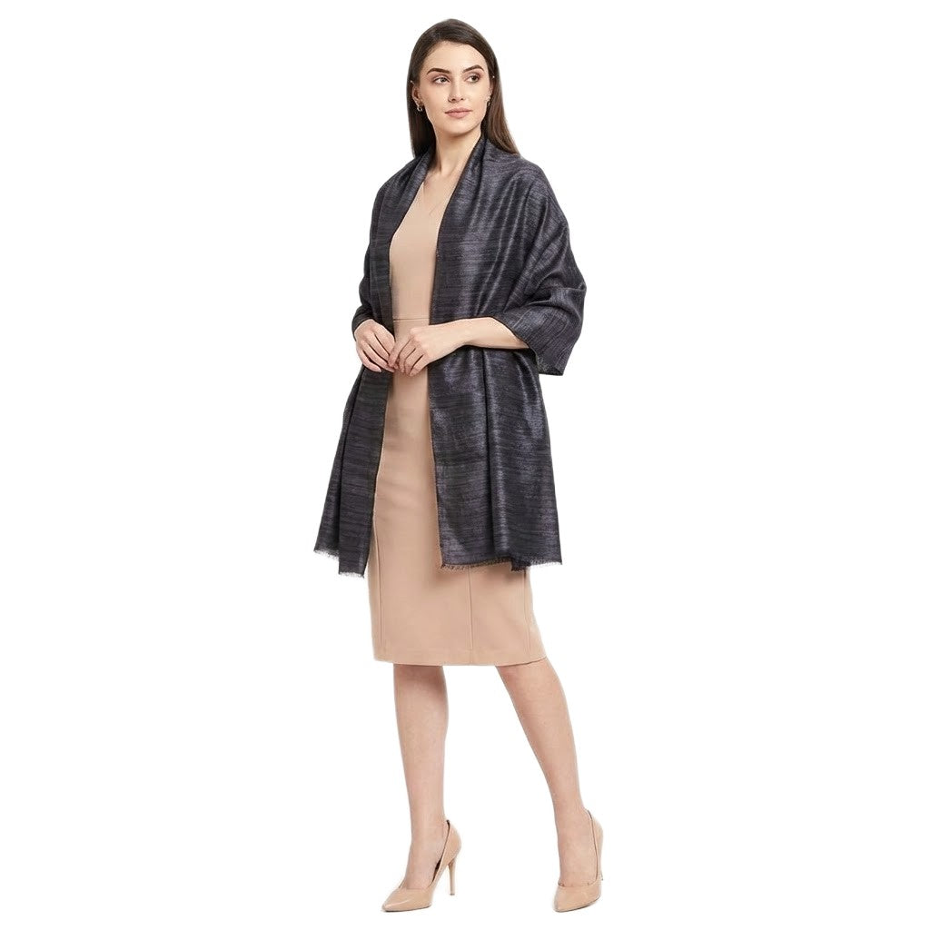 Sal tesut manual din 100% Matase Naturala Organica - Ghicha Tassar/Tussar Silk -Ash Black -> Cod: NEWGhicha5