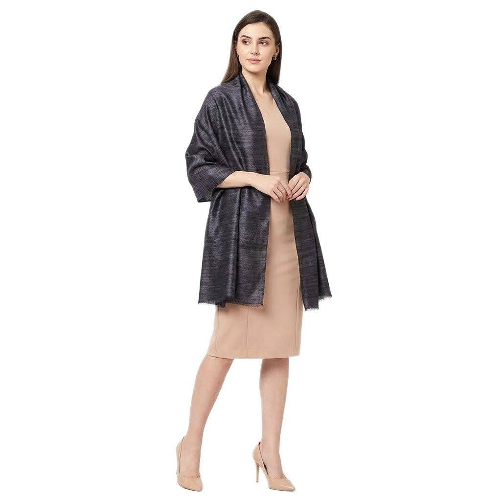 Sal tesut manual din 100% Matase Naturala Organica - Ghicha Tassar/Tussar Silk -Ash Black -> Cod: NEWGhicha5