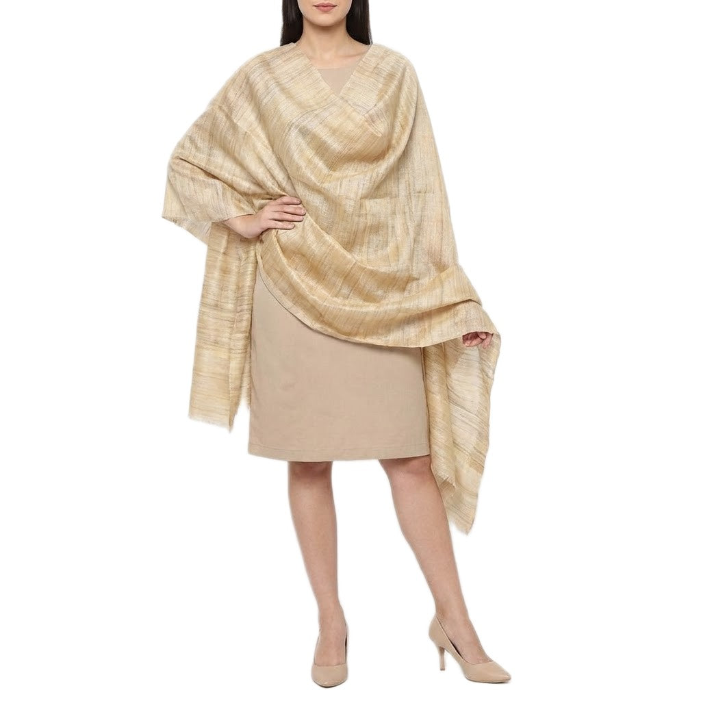 Sal tesut manual din 100% Matase Naturala Organica - Ghicha Tassar/Tussar Silk - Natural Beige -> Cod: NEWGhicha3
