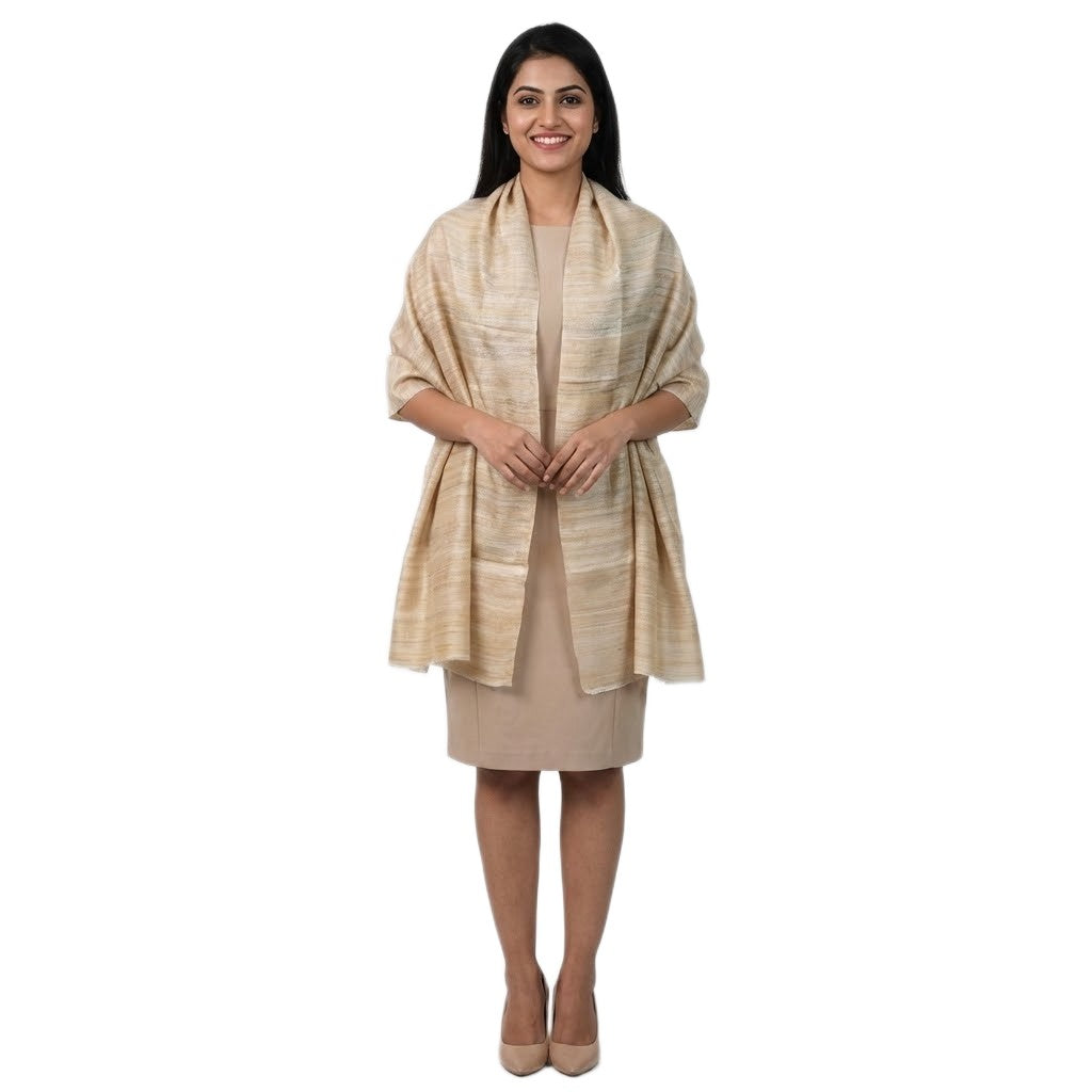 Sal tesut manual din 100% Matase Naturala Organica - Ghicha Tassar/Tussar Silk - Natural Beige -> Cod: NEWGhicha3