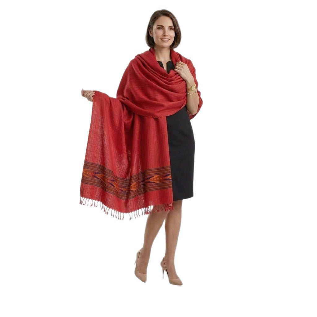 Sal Unisex confectionat din 100% Lana ( Yak & Merino ) -> Rosu -> Cod: Feb1