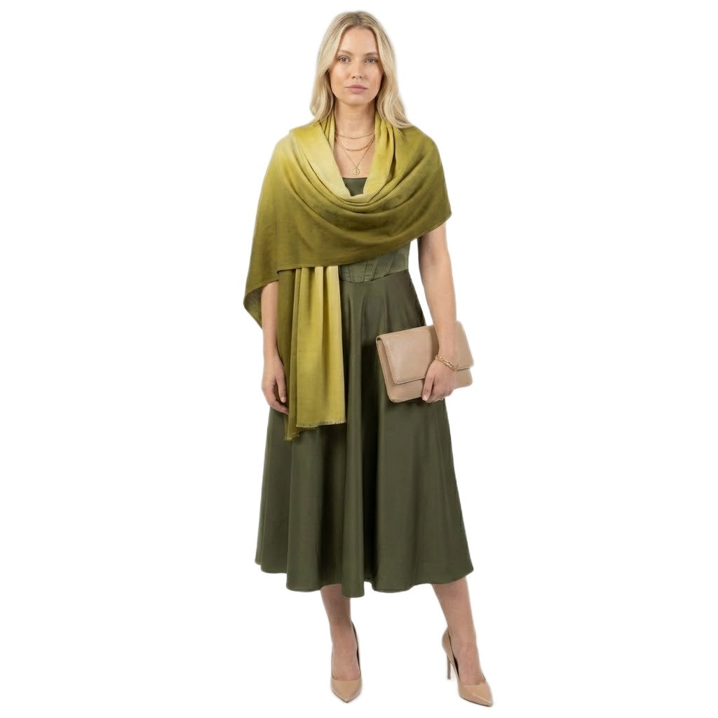 Sal Premium Lana Cashmere & Matase Naturala - Ombre Tri Color Shade ->Verde Kaki- cod: CASHMSILK16